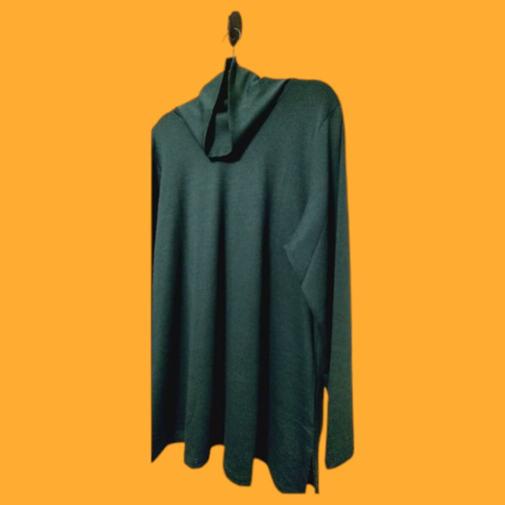 NEW XL Denim & Co. Essentials Dark Teal Green Blue Lightweight Cowl Neck Sweater